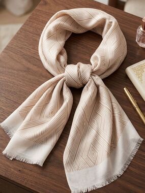 Elegant Geometric Neutral Lightweight Scarf Boho Office Neutral Bag accessory